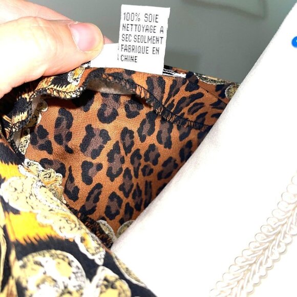 Robbie Bee Silk Dress Womens Size 10 Vintage Animal Print Faux Wrap Side Tie - Picture 5 of 15